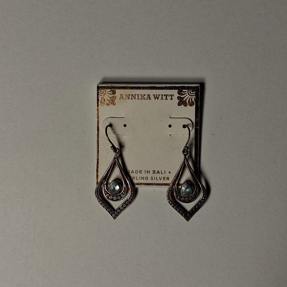 Annika Witt Silver and Blue Teardrop Earrings